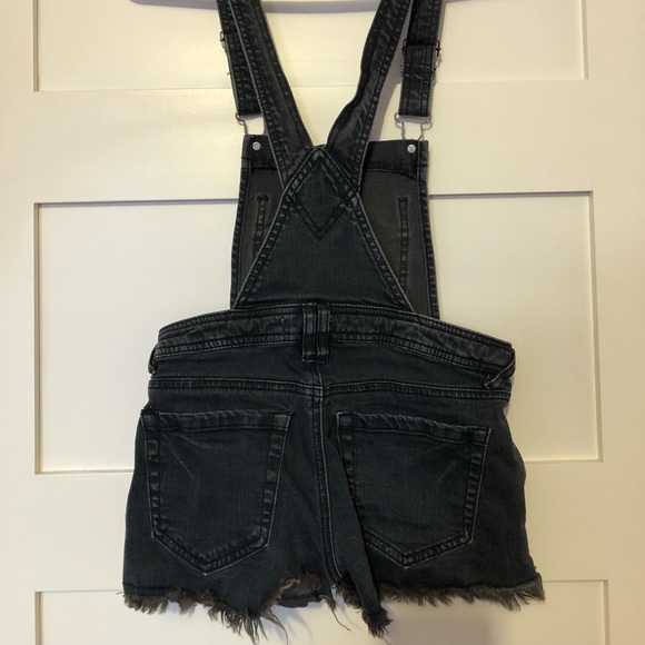 Dark gray short denim overalls - Picture 4 of 5
